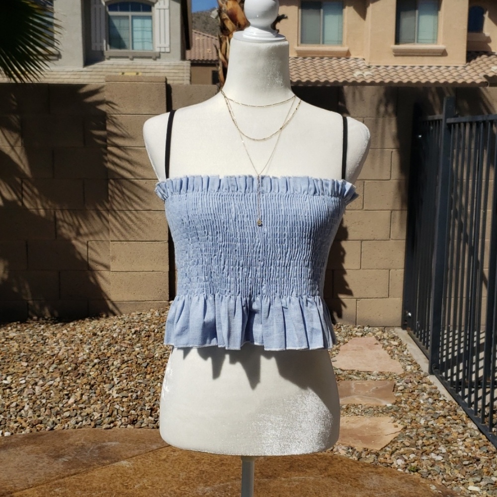 **SOLD** NEW English Factory Cropped Ruffle Tube Top - Picture 1 of 5